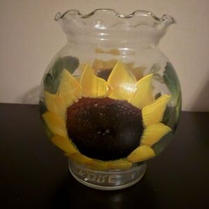 Hand-Painted Sunflower Glass Vase